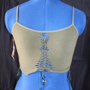 Women's Zialife Green Handcrafted Altered Goddess Bralette Size Small NWT
